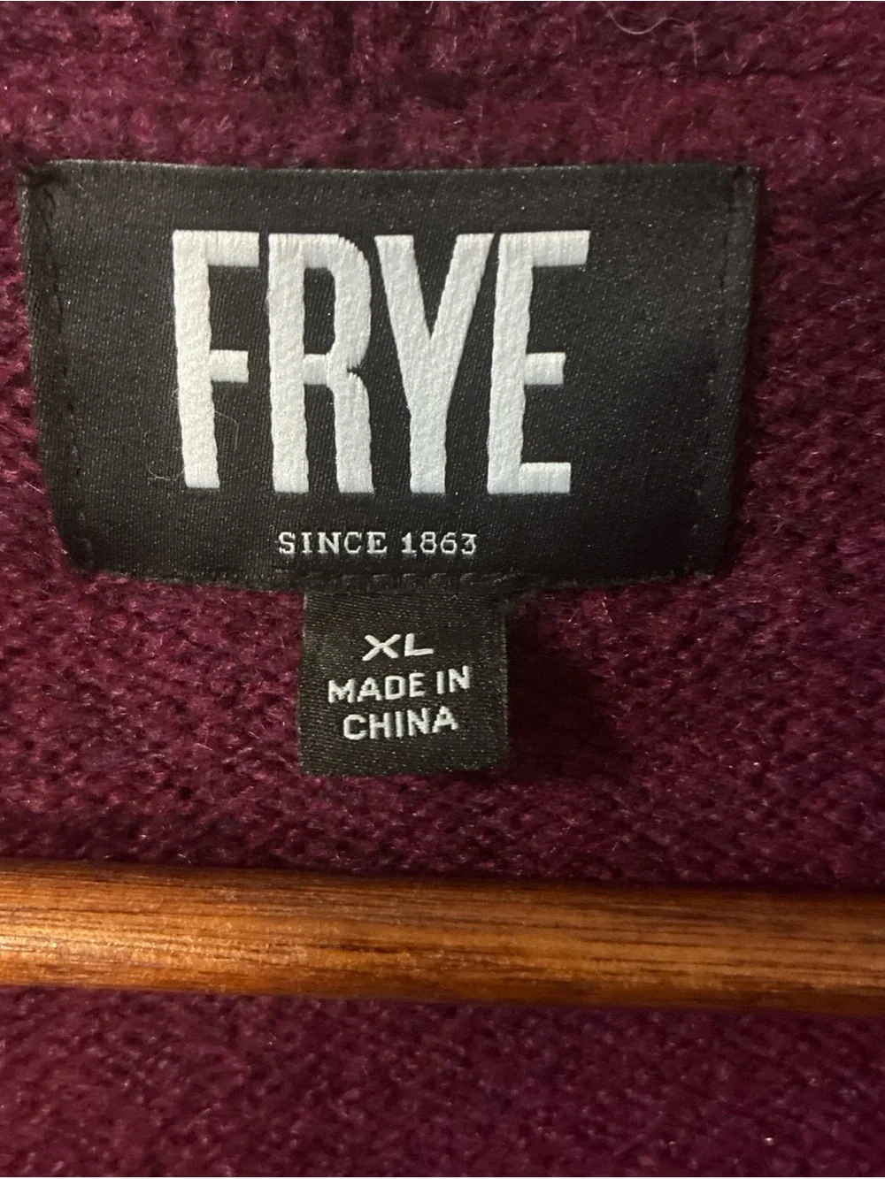 Frye Women's Aztec Knit Cardigan Sweater Dark Red Open Front Sz XL EUC